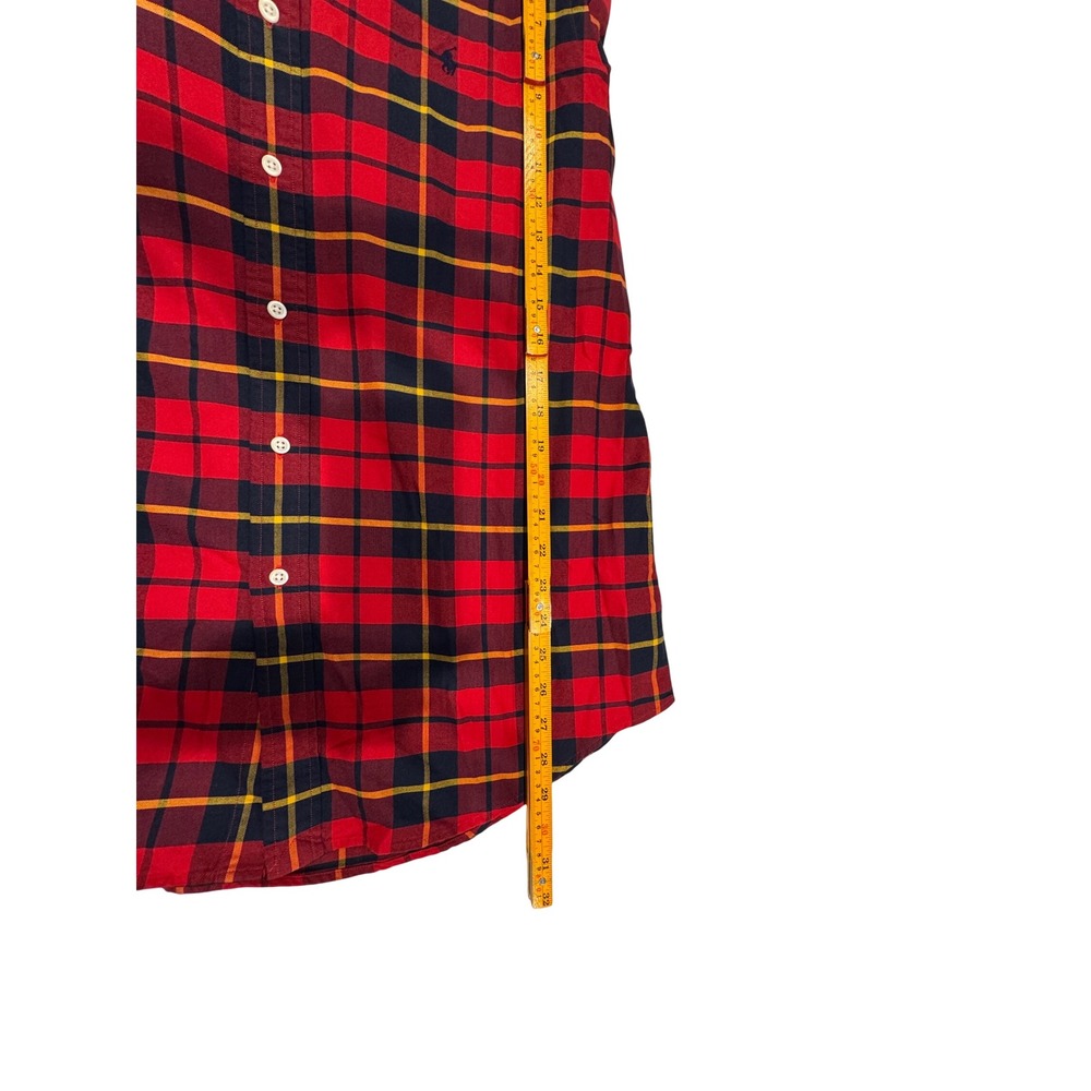 Ralph Lauren Mens Large Red Navy Yellow Plaid Button Down Cotton Shirt L - Picture 8 of 9